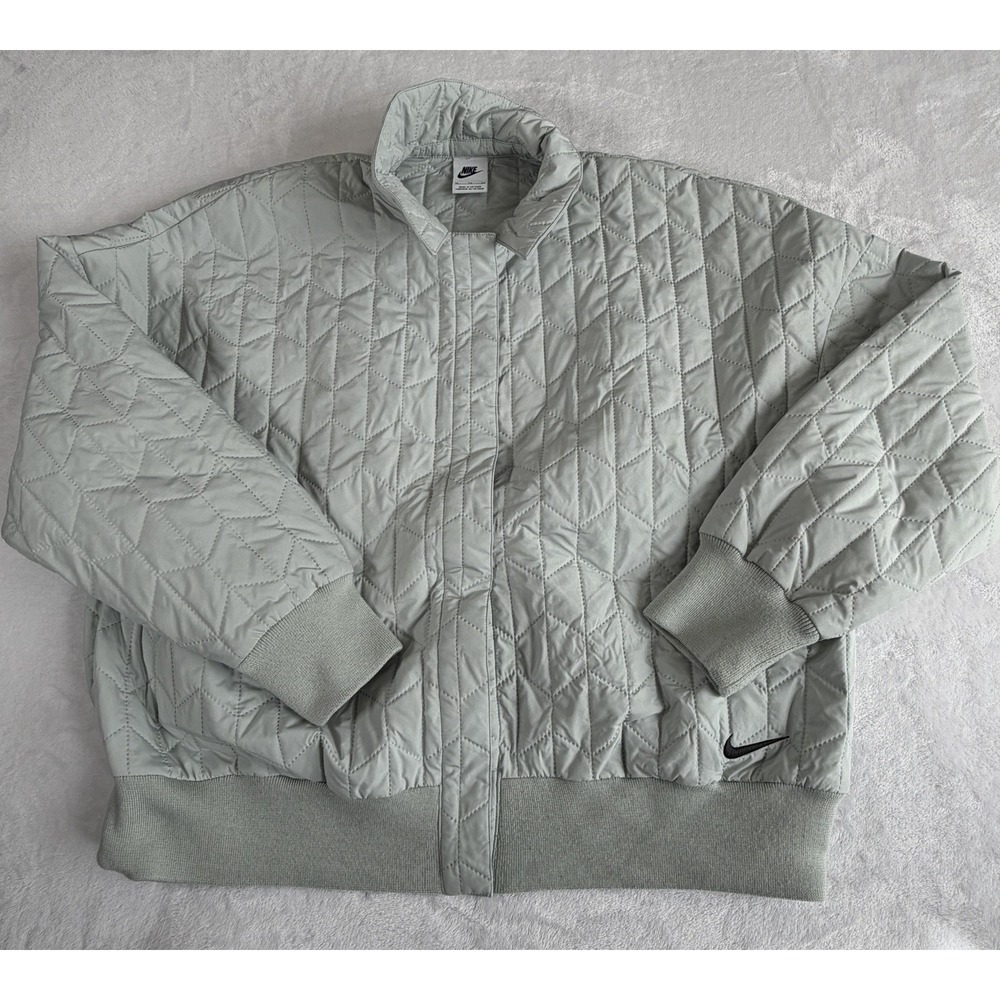 Nike Jacket Womens Sz XL Gray Sportswear‎ Quilted Woven DD5120-013